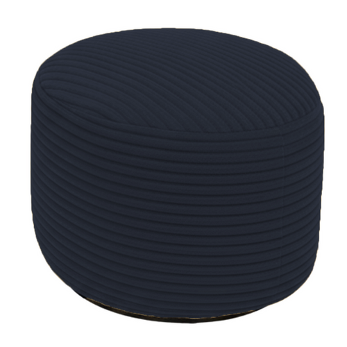 Pouf Déhoussable En Velours Côtelé 55x30 Cm Bleu Foncé