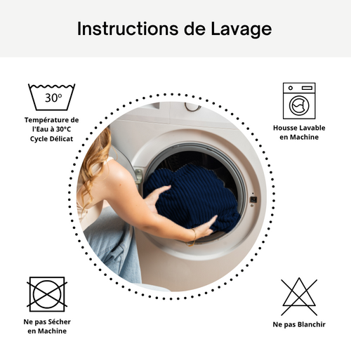 Pouf Déhoussable En Velours Côtelé 55x30 Cm Bleu Foncé