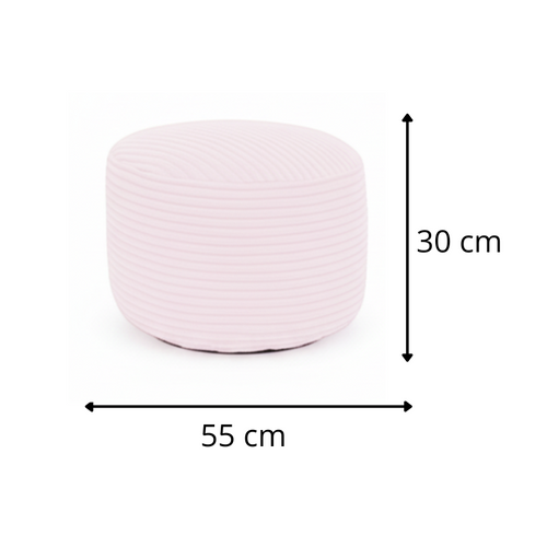 Pouf Déhoussable En Velours Côtelé 55x30 Cm Rose