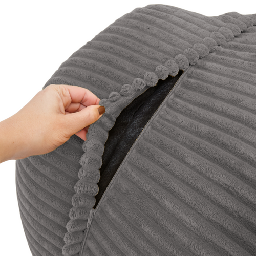 Pouf XXL Déhoussable En Velours Côtelé 110x100 Cm Gris Foncé