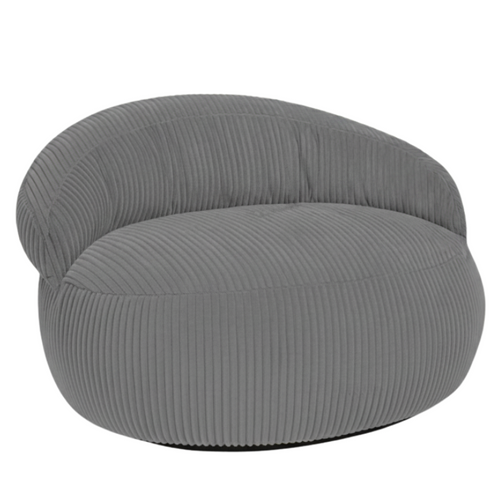Pouf XXL Déhoussable En Velours Côtelé 110x100 Cm Gris Foncé