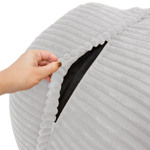 Pouf XXL Déhoussable En Velours Côtelé 110x100 Cm Gris Clair