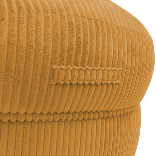 Pouf XXL Déhoussable En Velours Côtelé 110x100 Cm Jaune Moutarde