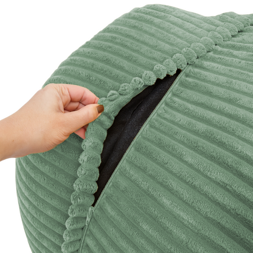 Pouf XXL Déhoussable En Velours Côtelé 110x100 Cm Vert