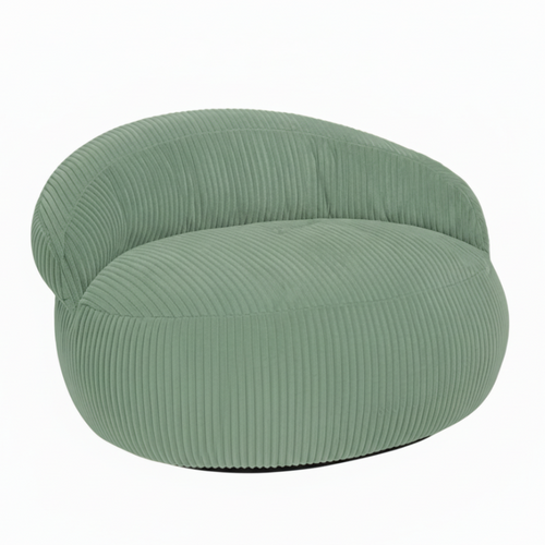 Pouf XXL Déhoussable En Velours Côtelé 110x100 Cm Vert