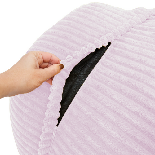 Pouf XXL Déhoussable En Velours Côtelé 110x100 Cm Rose