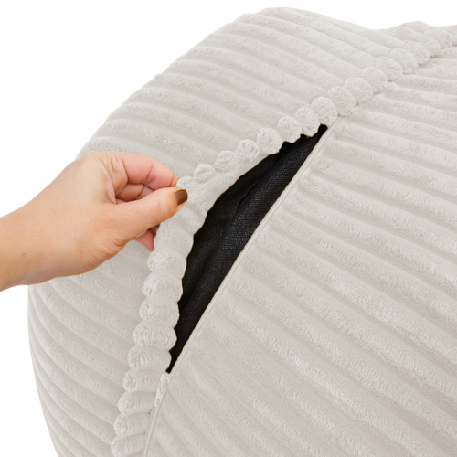 Pouf XXL Déhoussable En Velours Côtelé 110x100 Cm Beige