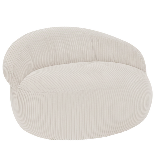 Pouf XXL Déhoussable En Velours Côtelé 110x100 Cm Beige