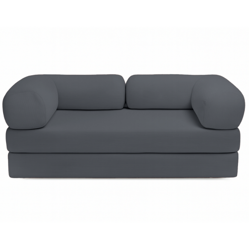 Canapé Lit Compressé Modulable En Velours Côtelé 90x180 Cm Gris