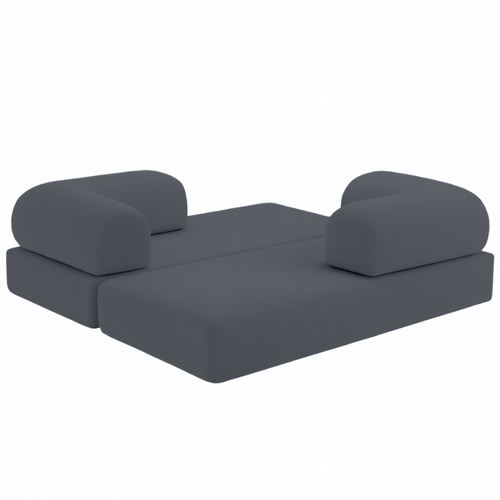 Canapé Lit Compressé Modulable En Velours Côtelé 90x180 Cm Gris