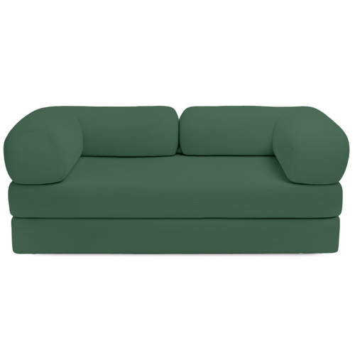 Canapé Lit Compressé Modulable En Velours Côtelé 90x180 Cm Vert