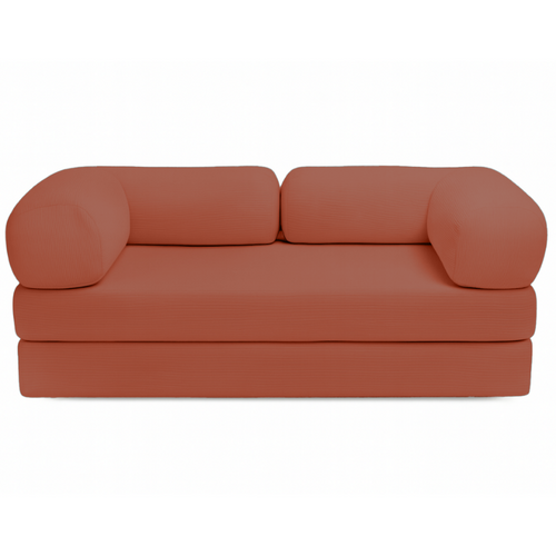 Canapé Lit Compressé Modulable En Velours Côtelé 90x180 Cm Terracotta