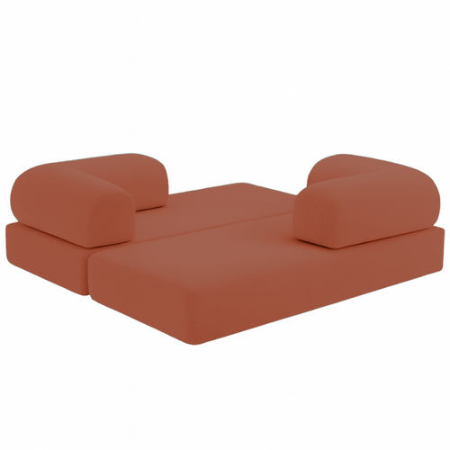 Canapé Lit Compressé Modulable En Velours Côtelé 90x180 Cm Terracotta