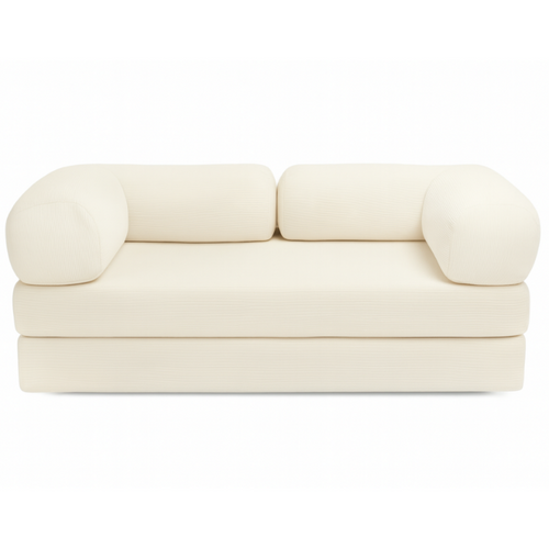 Canapé Lit Compressé Modulable En Velours Côtelé 90x180 Cm Blanc