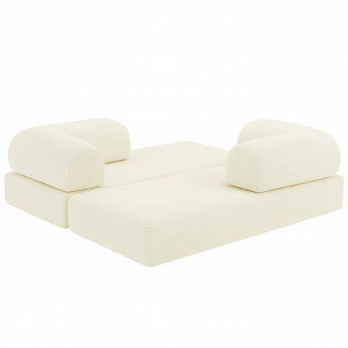 Canapé Lit Compressé Modulable En Velours Côtelé 90x180 Cm Blanc