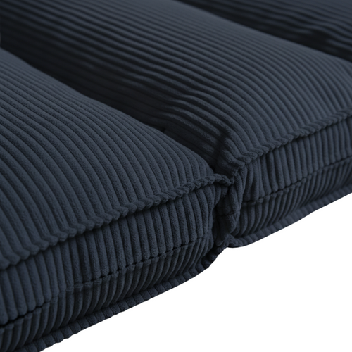 Futon Déhoussable En Velours Côtelé 90x190 Cm Bleu Foncé