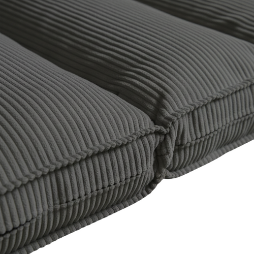 Futon Déhoussable 2 Places En Velours Côtelé 140x190 Cm Gris Foncé