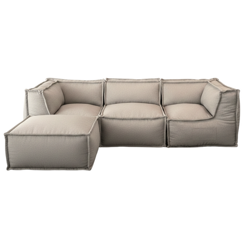 Canapé Modulable 4 Places En Effet Lin 90x262 Cm Beige