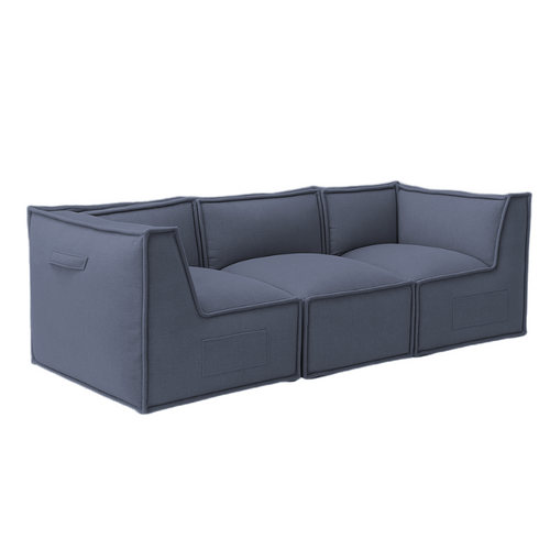 Canapé Modulable 3 Places En Effet Lin 90x262 Cm Gris Foncé