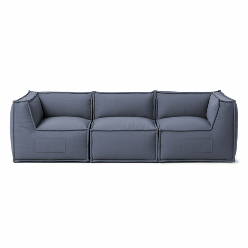 Canapé Modulable 3 Places En Effet Lin 90x262 Cm Gris Foncé