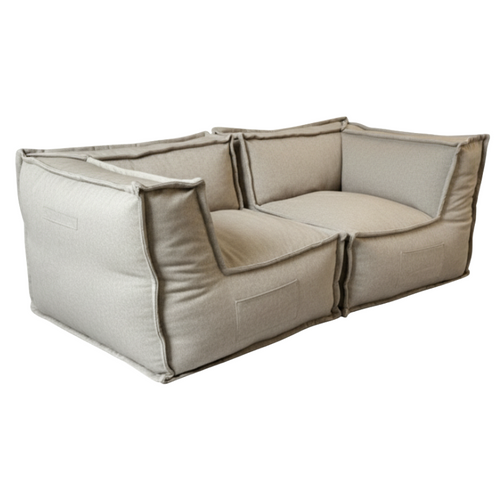 Canapé Modulable 2 Places En Effet Lin  90x180 Cm Beige