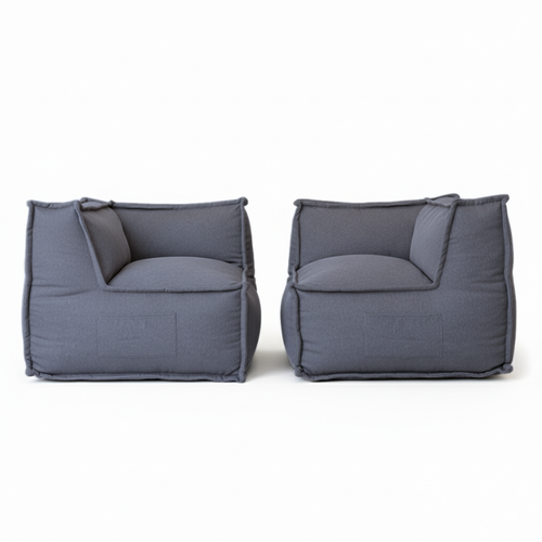 Canapé Modulable 2 Places En Effet Lin  90x180 Cm Gris Foncé