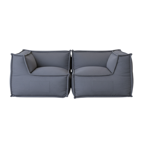 Canapé Modulable 2 Places En Effet Lin  90x180 Cm Gris Foncé