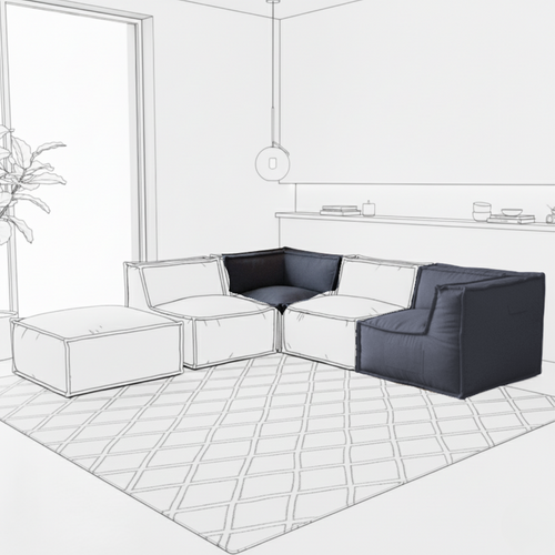 Canapé Modulable 2 Places En Effet Lin  90x180 Cm Gris Foncé