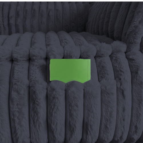 Canapé Modulable 3 Places En Fausse Fourrure Côtelée 90x262 Cm Gris Foncé