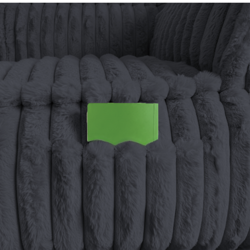 Canapé Modulable 2 Places En Fausse Fourrure Côtelée 90x180 Cm Gris Foncé