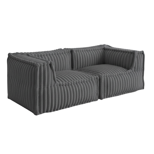 Canapé Modulable 2 Places En Fausse Fourrure Côtelée 90x180 Cm Gris Foncé