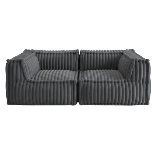 Canapé Modulable 2 Places En Fausse Fourrure Côtelée 90x180 Cm Gris Foncé