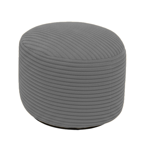 Pouf XXL Déhoussable En Velours Côtelé 110x100 Cm + Repose-pieds Gris Foncé