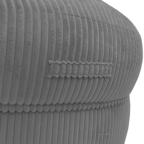 Pouf XXL Déhoussable En Velours Côtelé 110x100 Cm + Repose-pieds Gris Foncé