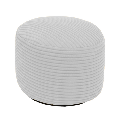 Pouf XXL Déhoussable En Velours Côtelé 110x100 Cm + Repose-pieds Gris Clair