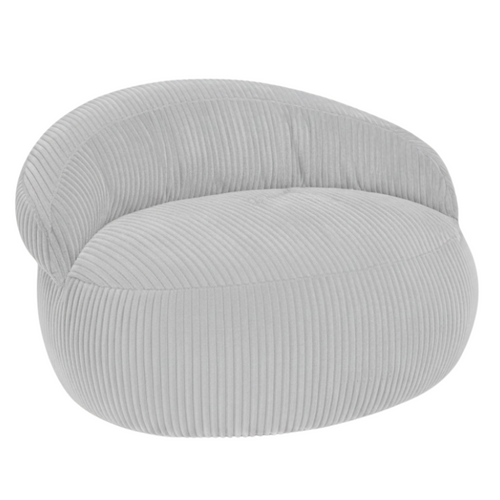 Pouf XXL Déhoussable En Velours Côtelé 110x100 Cm + Repose-pieds Gris Clair