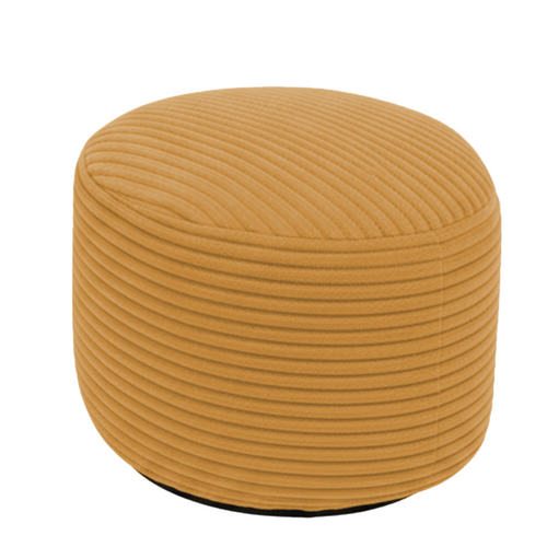 Pouf XXL Déhoussable En Velours Côtelé 110x100 Cm + Repose-pieds Jaune