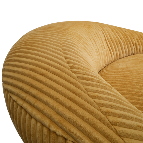 Pouf XXL Déhoussable En Velours Côtelé 110x100 Cm + Repose-pieds Jaune