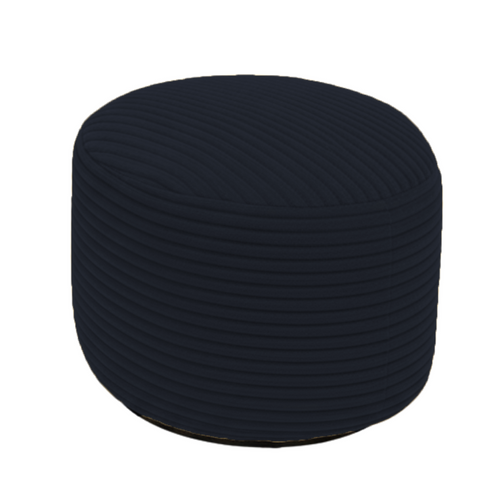 Pouf XXL Déhoussable En Velours Côtelé 110x100 Cm + Repose-pieds Bleu Foncé