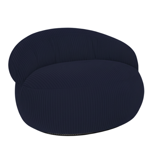 Pouf XXL Déhoussable En Velours Côtelé 110x100 Cm + Repose-pieds Bleu Foncé