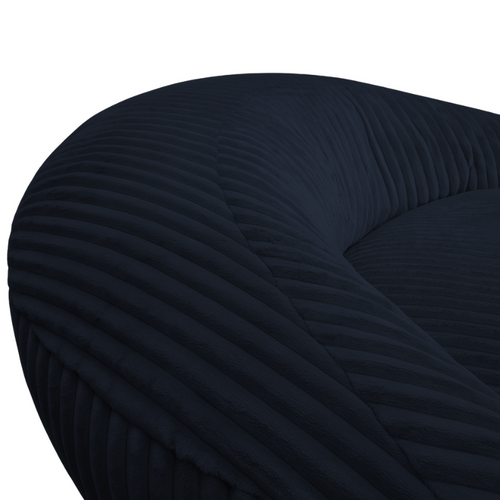 Pouf XXL Déhoussable En Velours Côtelé 110x100 Cm + Repose-pieds Bleu Foncé