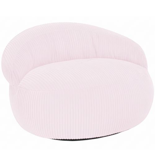 Pouf XXL Déhoussable En Velours Côtelé 110x100 Cm + Repose-pieds Rose