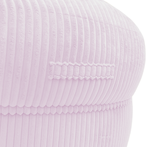 Pouf XXL Déhoussable En Velours Côtelé 110x100 Cm + Repose-pieds Rose