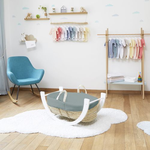 Couffin Avec Support Réversible Blanc, Habillage Coton Bio - Forêt