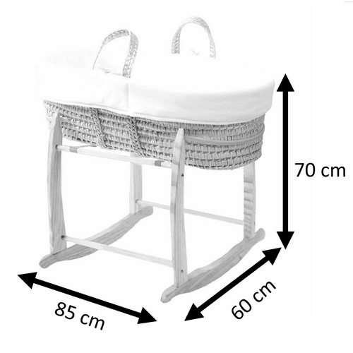 Couffin Avec Support à Bascule Bois, Habillage En Coton Bio - Perle