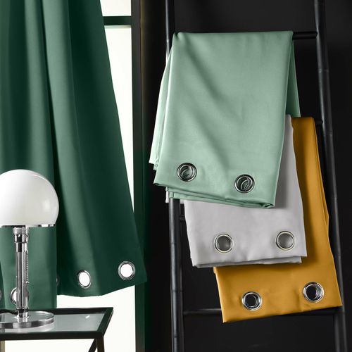 Lot De 2 Rideaux Occultants à Oeillets 140 X 180 Cm – Uni Perle