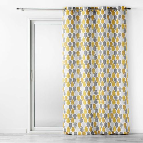Lot De 2 Rideaux à Oeillets – 140 X 260 Cm – Polyester Imprimé Palpito – Jaune/blanc