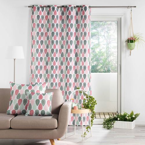 Lot De 2 Rideaux à Oeillets – 140 X 260 Cm – Polyester Imprimé Palpito – Rose/vert