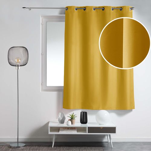 Lot De 2 Rideaux Spécial Petites Fenêtres à Oeillets 140 X 180 Cm – Uni Jaune – Essentiel