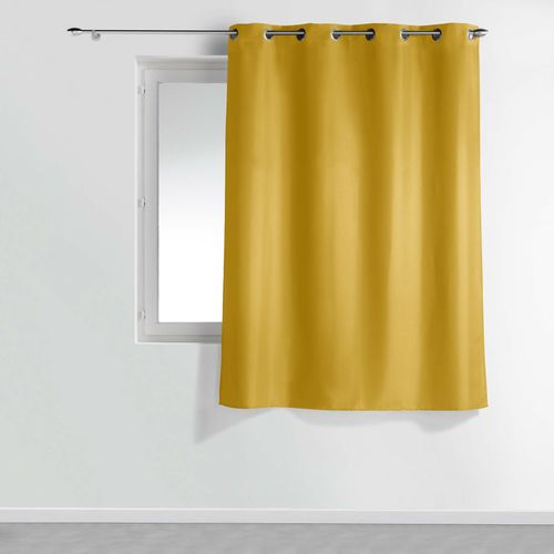 Lot De 2 Rideaux Spécial Petites Fenêtres à Oeillets 140 X 180 Cm – Uni Jaune – Essentiel